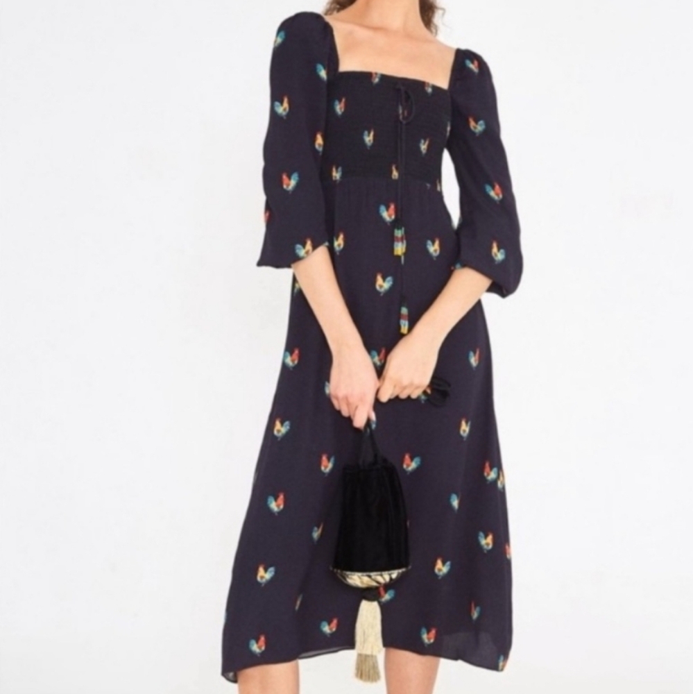 FARM RIO ROOSTER MIDI DRESS